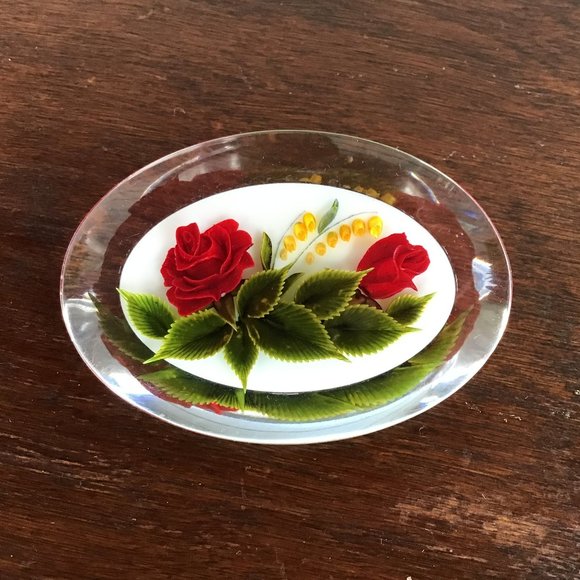 Large Flower Bouquet Reverse Carved Brooch Pin Vintage - Picture 4 of 14